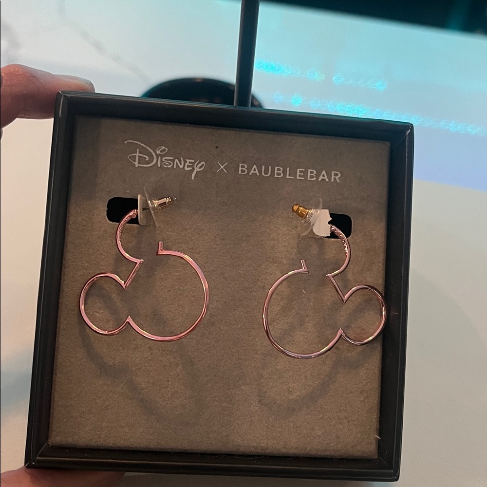 DISNEY x BAUBLEBAR metallic pink silhouette earrings New FIRM ON PRICE